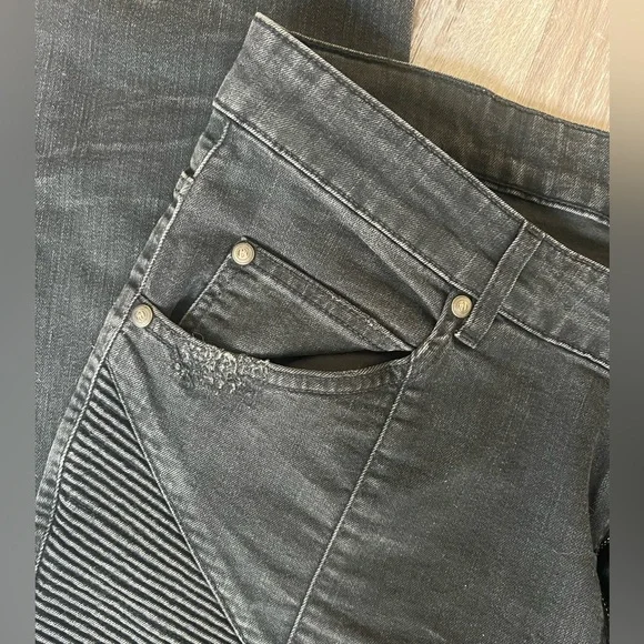 Balmain Mens Skinny Biker Jeans Size 38x32 Stretch Distressed Denim